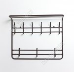 Вешалка с полкой, 2-х яр. 9двойн.крюч h74см, полка L80х25см,d трубы 16мм,корич (2)