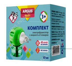 ARGUS BABY Фумигатор+жидкость 30мл, 45 ночей, б/запаха, с 3лет (эток-0,9%) (24) 