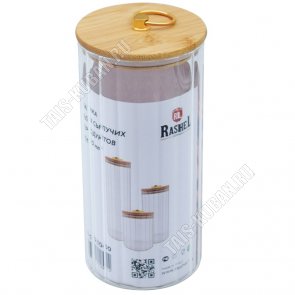 Банка с бамбуковой крышкой (цилиндр) 1,0л d9 h16см,ручка-кольцо (12) 
