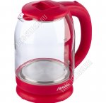 Чайник стекло 1,8л 1500Вт диск,вишневый (12) 