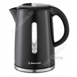 Чайник пластик. 1,7л 2200Вт диск,черный (6) 