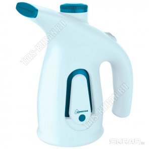 Отпариватель ручной 800Вт д/воды 200мл, t пара 98`С, 2щётки+стакан, верт.отпар,бел/бирюз HOMESTAR 