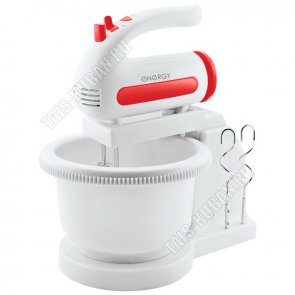 Миксер с вращающ.чашей 200Вт 5ск,турбо,2насад,чаша 1.5л,бел/красн (6) 
