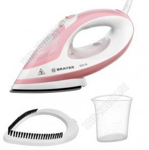 Утюг-отпариват. дорожн, керам.подошв.1950Вт,д/воды 250мл,розов/бел 