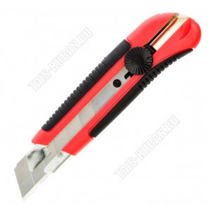 Нож 25мм, выдвиж.лезвие,метал.направ.,двухкомп.корпус,винт.фиксатор 