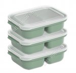 Контейнер прям Н-р 3шт х 2-х секц. 0,6л+0,6л, олива, с крышк.(15х22 h6см) (12)