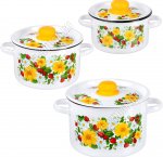 Земляника бел Н-р кастрюль 3шт (ф.цил 1,5/2,9/4,5л) мет.крыш,пласт.руч/кноп