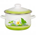 Каллы Кастрюля (конус) 2,0л металлическая крышка,белая пластиковая ручка/кнопка,цвет белый