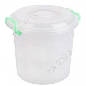 Контейнер для храненения, прозрачный, круглый 10л (d27 h27см), крышка 2 защелки (6) 