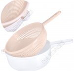 Дуршлаг с миской 3л бежевый,круг (d24 h10,5см) с ручк (10) 
