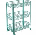 Этажерка 3-х яр,на колес,овал, фисташк (44х31 h69см) сетчат.корз,(3)