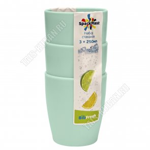 Стакан набор 3шт, 250мл, d8см, мятный (10) 