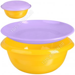 Миска кругл, желт/сирен 2,7л +тарелка-крышка d26см (30) 