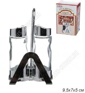 Н-р д/специй 2шт*50мл (стекло+металл)+салфетница (72) 