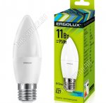 Ergolux-Свеча E27 11Вт,холодный 4500К,световой поток 1060Лм (аналог 95Вт обычной лампы) h101 d37мм (10) 