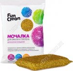 Мочалка д/эмали и тефлона 1шт (12х8см) золото,поролон в фольгиров.оплетке (80) 