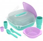 Набор д/пикника 4 персоны 23предмета, бирюза+сирень (6) 