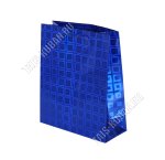 Пакет бумажный,голографический (h27х23см, дно8см) синий (12)