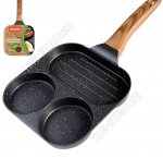 Nordic Stone Сковорода 3-х секционная для яичницы и бекона квадратная 18,5х18,5см (12) 