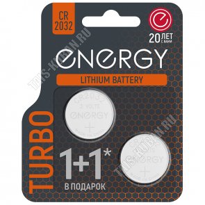 Бат. диск.ENERGY TURBO CR2032/2B - 2шт.литиев (д/ч 