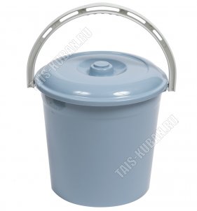 Ведро 10л с крыш сер-син (d26 h25см) с мер.дел (25) 