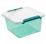 Контейнер квадр,прозр.зелен 1,1л крыш.бел,на 2защ (14х14 h8,5см) (32)