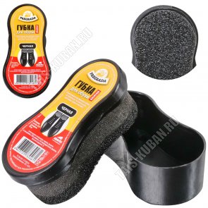 Губка-мини с пропиткой 7х3,5х3см черная для обуви и кожаных изделий, футляр (96) 