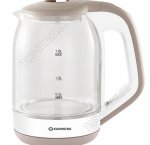 Чайник стекло 1,8л 1500Вт диск, автоотключение, цвет белый/бежевый (12)