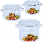 Сентябрь пудр-голубой Н-р кастрюль 3шт (ф.цил 3,9/7,0/9,0л) мет.крыш и ручк