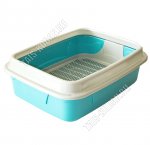 Лоток д/кошек, с сеткой, высок.съемн.борт (L45х34 h14,5см) бирюза/серый (7)