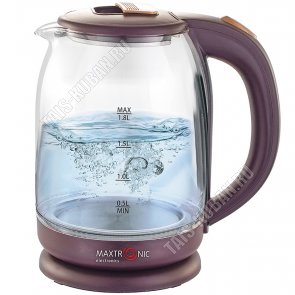 Чайник стекло 1,8л 1800Вт подсветка, тёмно-коричневый (12) 