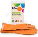 Перчатки хоз-ные латекс+хлоп,плотн.190г/см2, р-р XL. оранж Fan Clean .(60) 