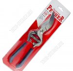 Секатор 20см фиксатор, пластиковая ручка, сталь, цвет красный/черный (72) 