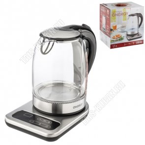 Чайник стекло 1,7л 2200Вт диск,серебро (6) 