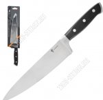 Нож Meister (цельнометаллический) поварской L20см,лезвие нержавеющая сталь толщиной 2мм,пластиковая ручка,черный,блистер (12)