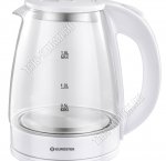 Чайник стекло 1,8л 1500Вт диск, автоотключение, цвет белый (12)