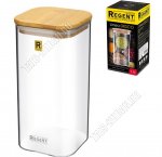 Банка с бамбуковой крышкой 1,3л (форма квадрат) (12)