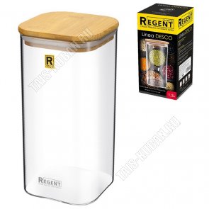 Банка с бамбуковой крышкой 1,3л (форма квадрат) (12) 