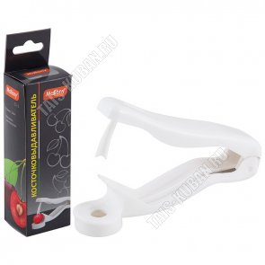 Косточкоотделитель механический ручной 13см, пластик, белый 