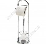 Держатель-стойка д/туал.бумаги+ерш с подст.h64 d19см,хром+пласт (6) 