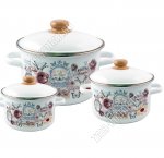 Розы/Roses Набор кастрюль 3шт (2,0/3,0/5,5л d16/18/22см)