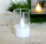 Свеча светодиод (пластик) чайная в подстаканике h6см (24) 