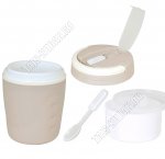 Ланч-бокс 1,0л (пластик) широк.горло d11см,2 отдел+ложка,ручк,бежев 