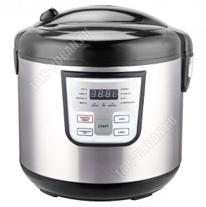 Мультиварка 900Вт 5 литров 13 программ, корпус из нержавеющей стали, цвет чёрный/серебро (4) 