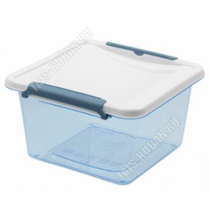 Контейнер квадр,прозр.голуб 1,1л крыш.бел,на 2защ (14х14 h8,5см) (32) 