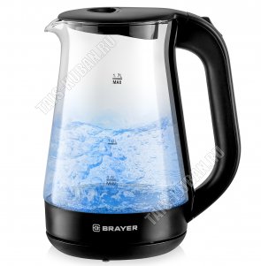 Чайник стекло 1,7л 2200Вт диск,подсвет,черный (2) 