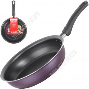 Violet Сковорода d22 h5,5см ,фиолетовый/черный,борт конус,бакелитовая ручка,толщина стенки и дна 1,8мм (4) 