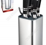 Набор цельнометаллических ножей 6предметов на квадратной подставке (6) 