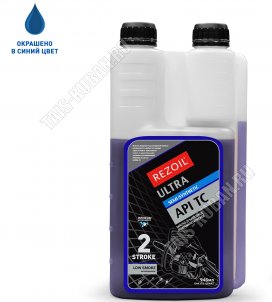 Масло моторное REZOIL- 0.95л. д/2-х тактн.двигателей, полусинтетическое, с ДОЗАТОРН.отсеком, окрашен в син.цв., API TC 