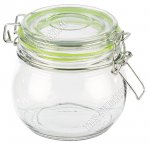 BRAVO Банка с клипсой 0,5л гермет.стекл.крышка (ф.бочка) б/уп, ЗЕЛЕН 